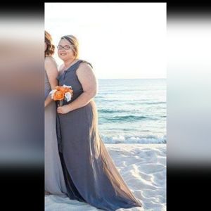 David's Bridal Charcoal Gray Bridesmaid Dress